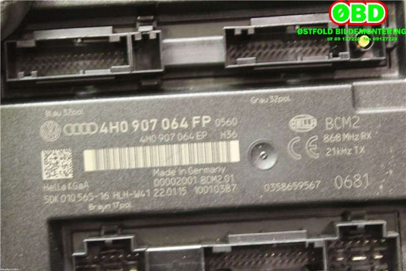Styreenhet comfort (BCM) til Audi A6 2014-2018 (Type IV, Fase 2) (C7) (C7) (AUDI|4H0 907 064 GB||4H0907064FP)