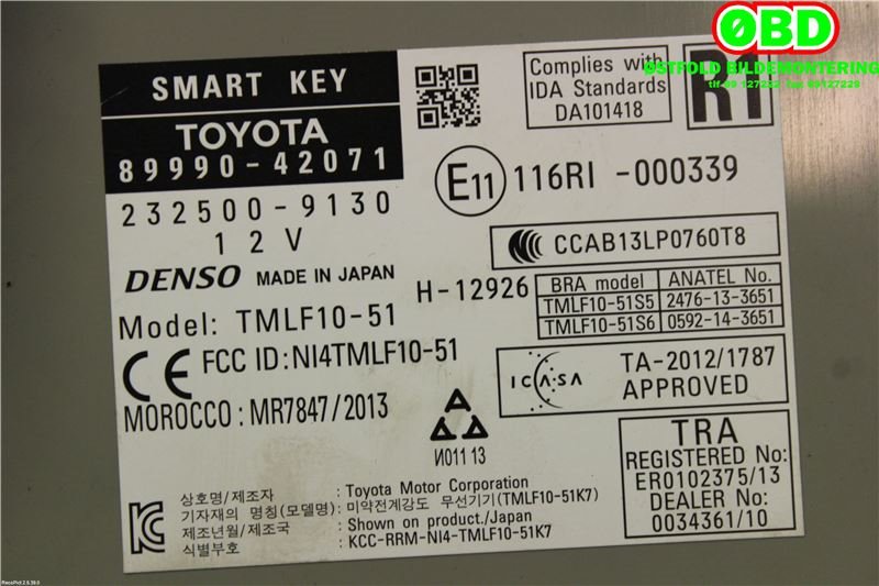 Styreenhet diverse til Toyota RAV4 2013-2015 (Type IV, Fase 1) (TOYOTA|8999042071|)