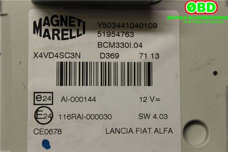 Sikringsboks til Fiat 500L (MPV) 2013-2015  (FIAT|51954763|52054908)