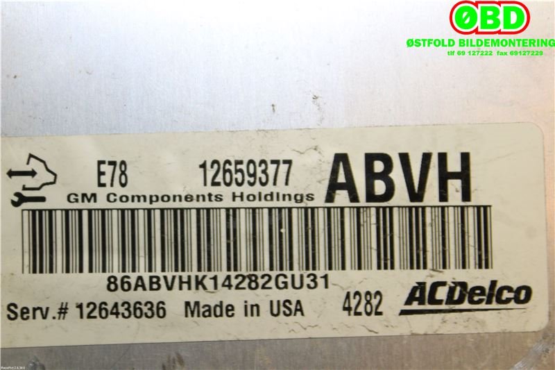 Styreenhet motor til Opel Mokka 2012-2016 (Type I, Fase 1)  (OPEL|12643636|1247282|12659377)
