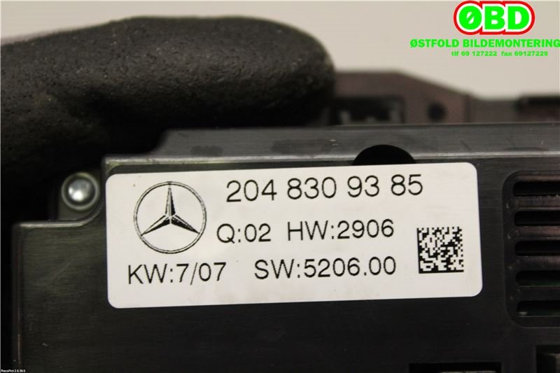 Varmeapparat betjening til Mercedes C-Klasse 2007-2011 (Fase 1) (W204) (W204) (MERCEDES|A 204 830 93 85|A 204 900 07 07|2048309385)
