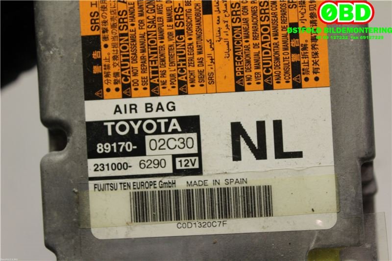 Airbag elektronikk til Toyota Auris 2013-2015 (Type II, Fase 1)  (TOYOTA|8917002C30|)