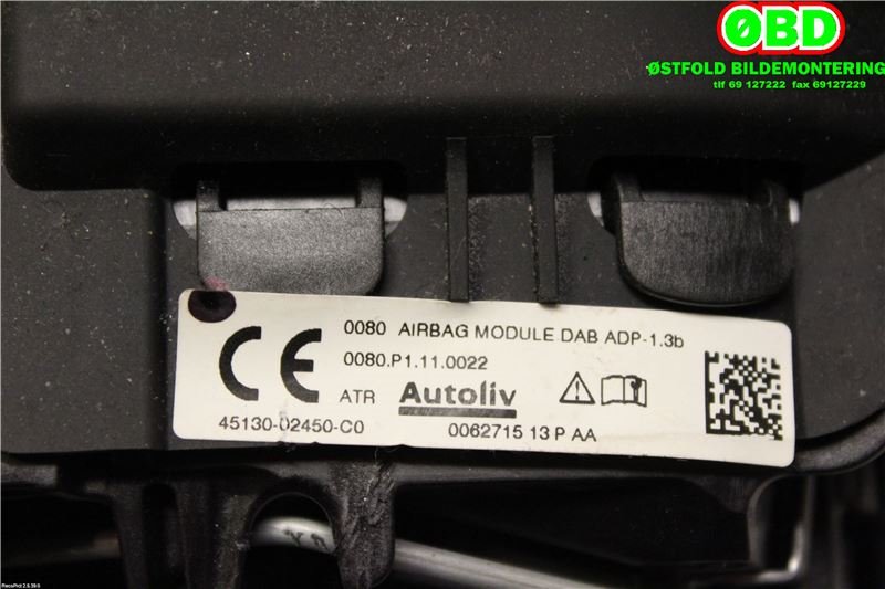 Airbag rattpute til Toyota Auris 2013-2015 (Type II, Fase 1)  (TOYOTA|4513002450C0|)
