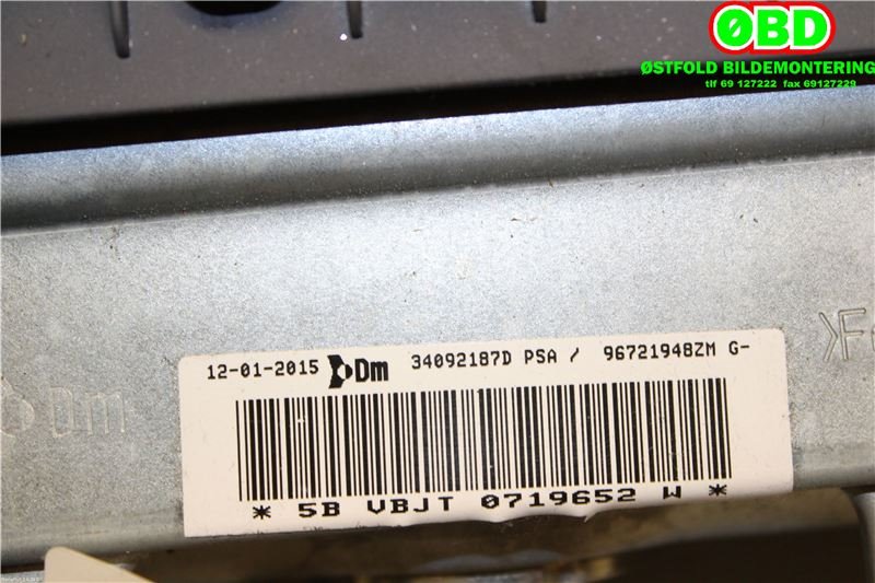 Airbag passasjer til Citroën Berlingo 2015-2019 (Type II, Fase 2)  (CITROEN|8217E5||96721948ZM)
