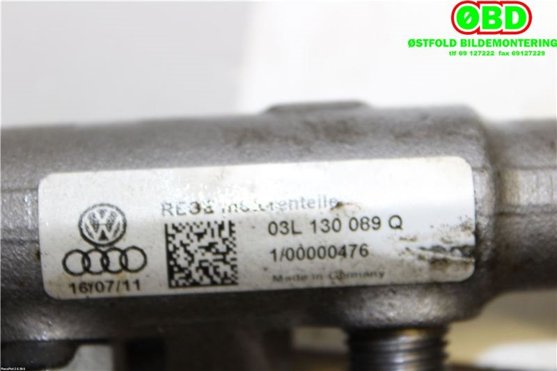 Dyseskinne (fuelrail) til Audi A4 2007-2014 (Type IV) (B8) (B8) (03L 130 089 Q||03L130089Q)