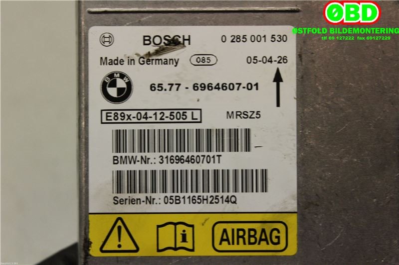 Airbag elektronikk til BMW 3-Serie 2005-2011 (E90/E91/E92/E93) (E90/E91/E92/E93) (BMW|65 77 9 184 432||65776964607)
