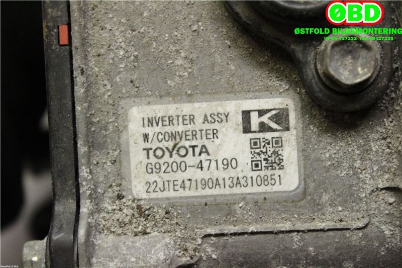 Inverter elbil til Toyota Auris 2013-2015 (Type II, Fase 1) (TOYOTA|G920049025|G920047190)