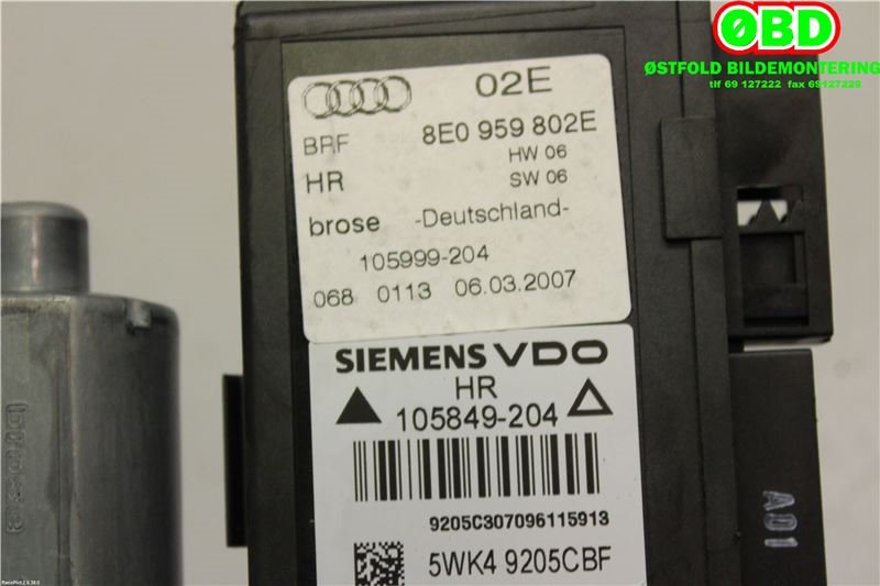 Ruteheis høyre bak til Audi A4 2004-2008 (Type III) (B7) (B7) (AUDI|8E1 959 802 G||8E0959802E)