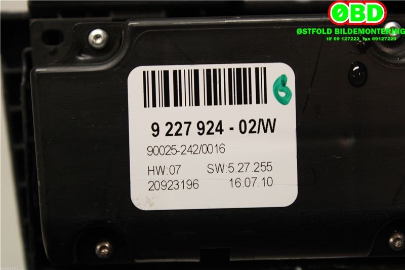 Varmeapparat betjening til BMW X5 2007-2013 (E70) (E70) (BMW|64119310449||9227924-02)