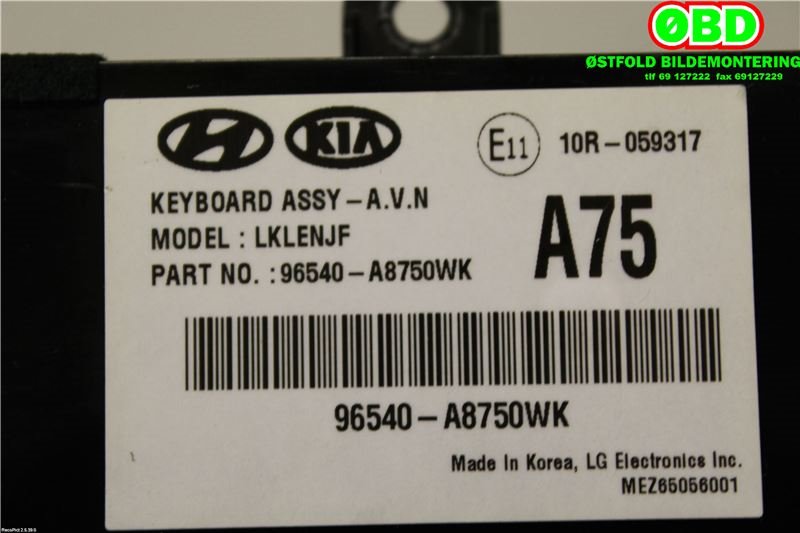 Bilstereo diverse til Kia Optima 2017-2020  (KIA|96540A8750||96540A8750WK)