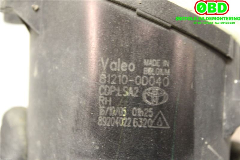 Tåkelykt høyre foran til Toyota RAV4 2006-2009 (Type III, Fase 1)  (TOYOTA|812100D040|812100D042)