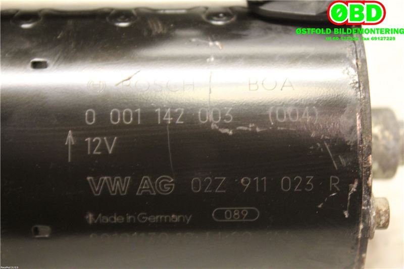 Starter til Audi A3 2009-2012 (Type II, Fase 2) (AUDI|02Z 911 023 R|02Z 911 023 RX|02Z911023R)