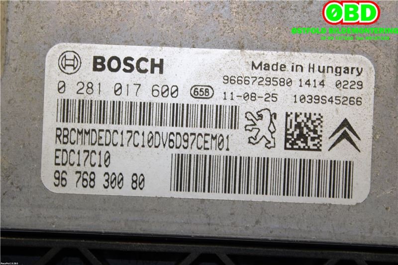 Styreenhet motor til Peugeot Partner 2008-2015 (Type II, Fase 1)  (PEUGEOT|1606873880|0281017600|9666729580)