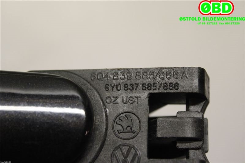Dørhåndtak utv høyre bak til VW Polo 2005-2009 (Type IV, Fase 2)  (VOLKSWAGEN|3B0 837 207 G|6Q4 839 886 A|)