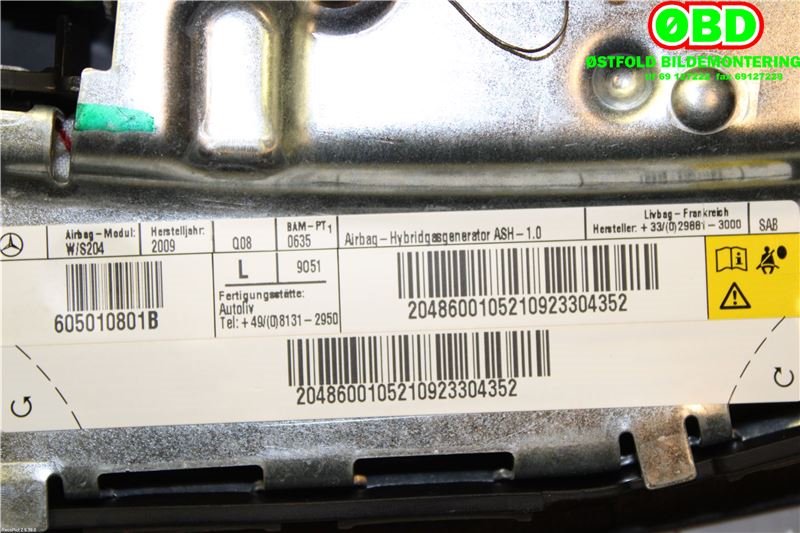 Airbag sidepute venstre til Mercedes GLK 2008-2015 (X204) (X204) (MERCEDES|A 204 860 01 05||2048600105)
