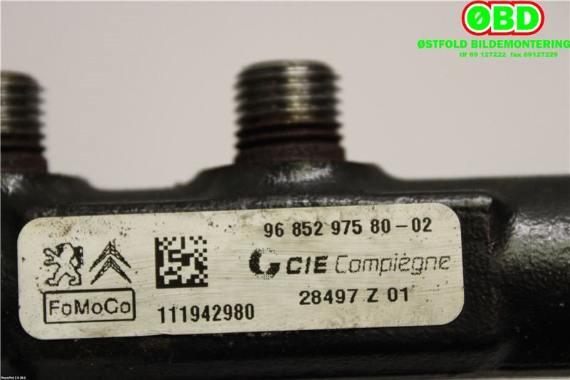 Dyseskinne (fuelrail) til Peugeot Partner 2008-2015 (Type II, Fase 1)  (PEUGEOT|1570 Q4||9685297580)