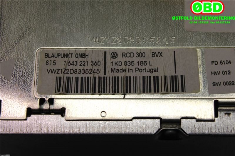 Bilstereo til VW Golf V, Combi 2003-2008  (VOLKSWAGEN||1K0035186L)