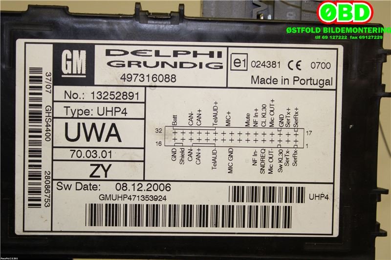 Bilstereo diverse til Opel Zafira B 2005-2011  (OPEL|13252891|1788181|497316088)