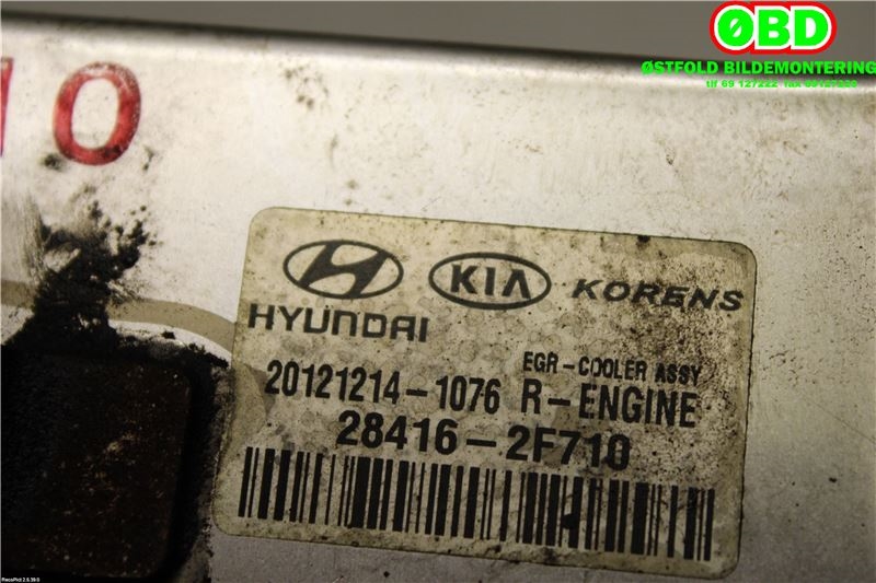 EGR-kjøler til Kia Sorento 2011-2015 Type II  (KIA|284162F710|)