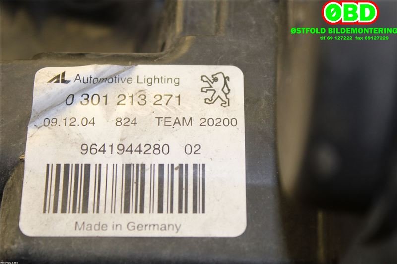 Frontlykt venstre xenon til Peugeot 407 2004-2010  (PEUGEOT|6208 92||9641944280)