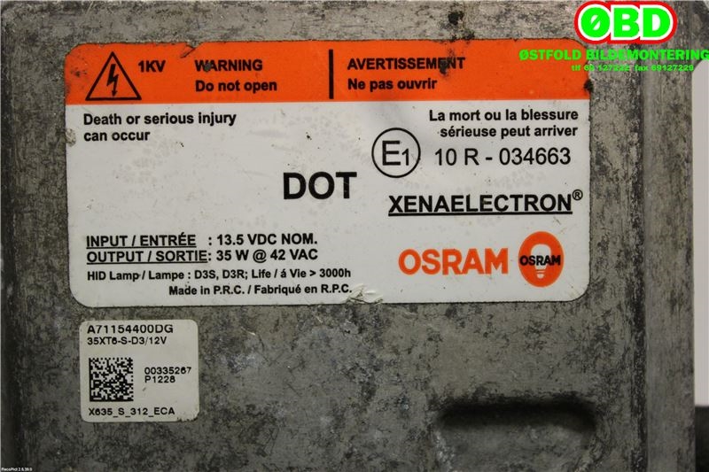 Styreenhet xenon/ballast til Ford Focus 2011-2014 (Type III, Fase 1)  (1710026|BM5113C170AA|)
