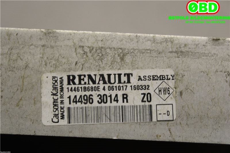 Intercooler til Renault Clio 2016-2019 (Type IV, Fase 2)  (RENAULT|144963014R|)