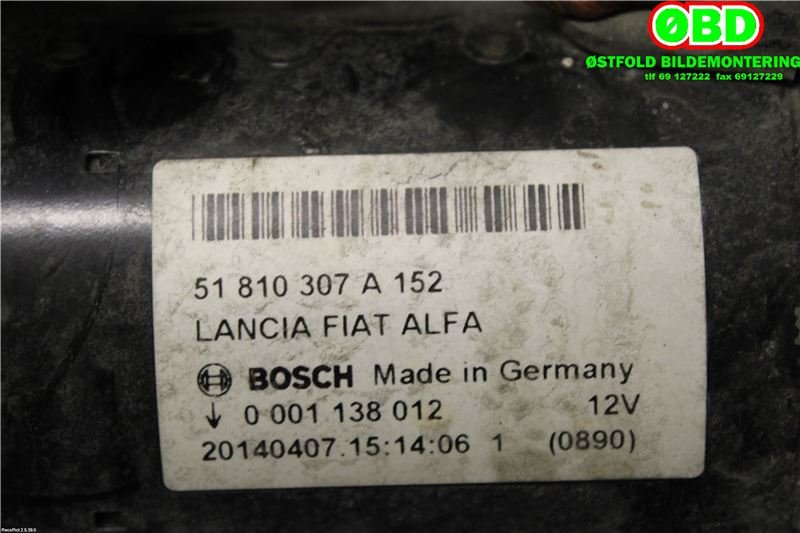Starter diesel til Opel Combo D 2012-2018  (OPEL|95522317|51810307A|51916170A152)