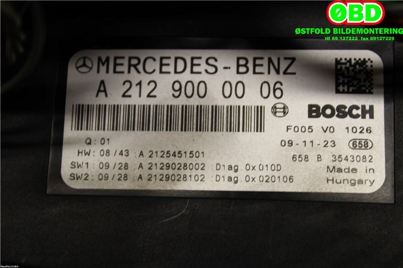 Sikringsboks til Mercedes E-Klasse 2009-2013 (Fase 1) (W212) (W212) (MERCEDES|A 231 900 15 07||2129000006)