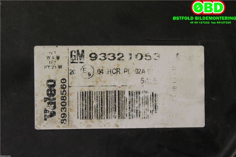 Frontlykt høyre halogen til Opel Meriva A 2003-2010  (OPEL|93175365|1216152|93321053)