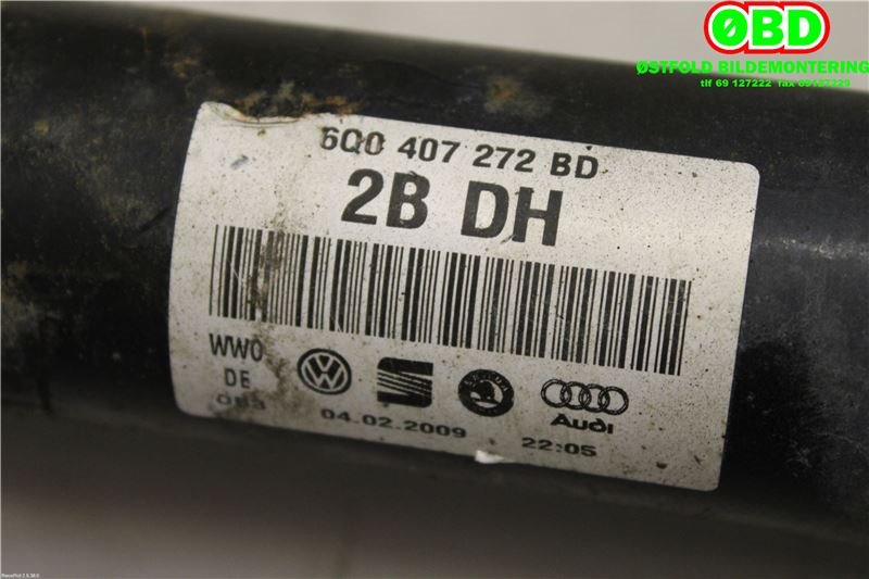 Drivaksel høyre foran til VW Polo 2005-2009 (Type IV, Fase 2)  (VOLKSWAGEN|6Q0 407 272 BD||6Q0407272BD)