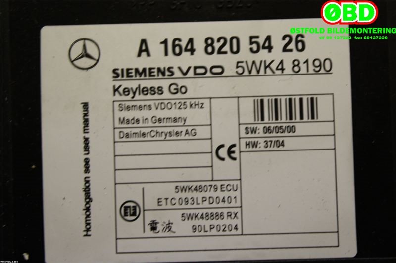 Styreenhet diverse til Mercedes ML 2005-2011 (W164) (W164) (MERCEDES|A 164 820 54 26||1648205426)
