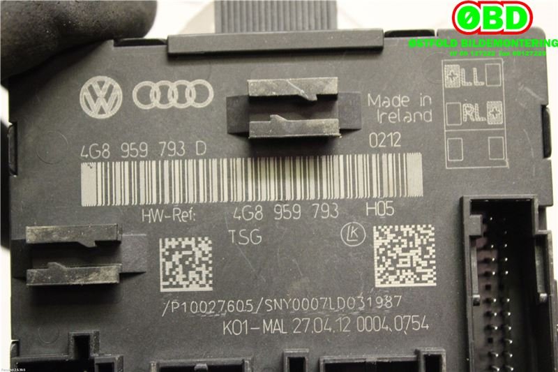 Styreenhet dør venstre foran til Audi A6 2011-2014 (Type IV, Fase 1) (C7) (C7) (AUDI|4G8 959 793 D||4G8959793D)