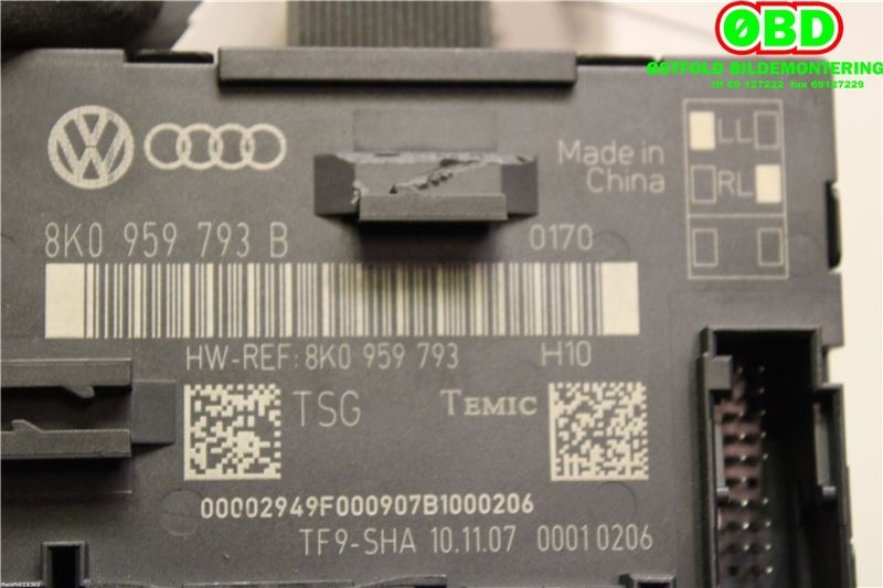 Styreenhet dør venstre foran til Audi A4 2007-2014 (Type IV) (B8) (B8) (AUDI|8K0 959 793 B||8K0959793B)