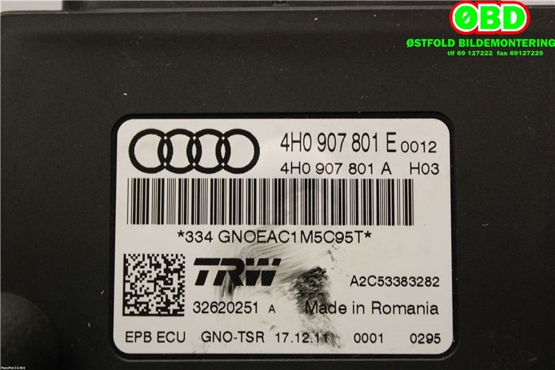 Styreenhet elektrisk parkbrems (EPB - Electric Parking Brake) til Audi A6 2011-2014 (Type IV, Fase 1) (C7) (C7) (AUDI|4H0 907 801 E||4H0907801E)