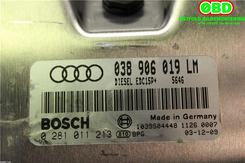 Styreenhet motor til Audi A6 2001-2004 (Type II, Fase 2) (C5) (C5) (AUDI|038997018JX||038906019LM)