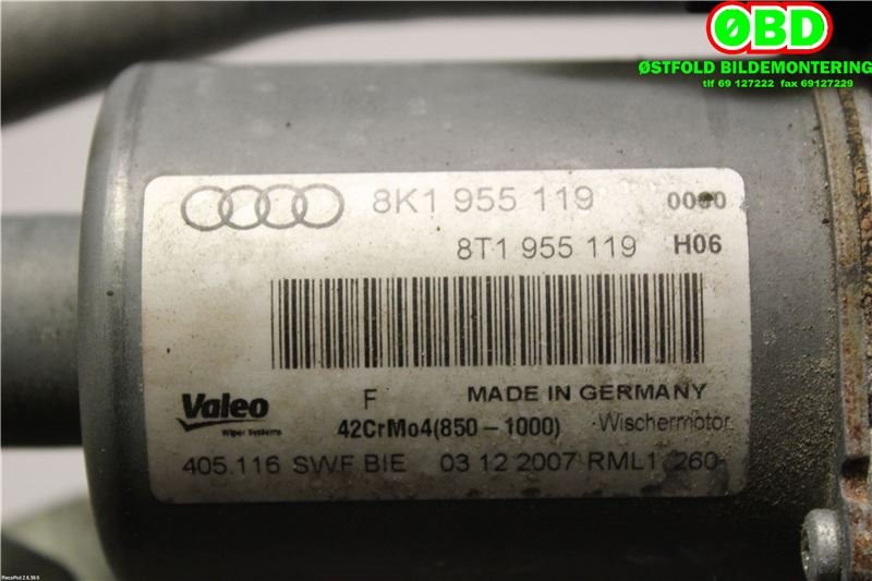 Viskermotor frontrute til Audi A4 2007-2014 (Type IV) (B8) (B8) (AUDI|8K1 955 023 C|8K1 955 023 E|8K1955119)
