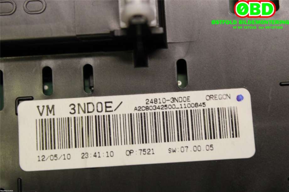 Instrumentpanel til Nissan Leaf 2011-2017 (Type I)  (NISSAN|248103ND0E|)
