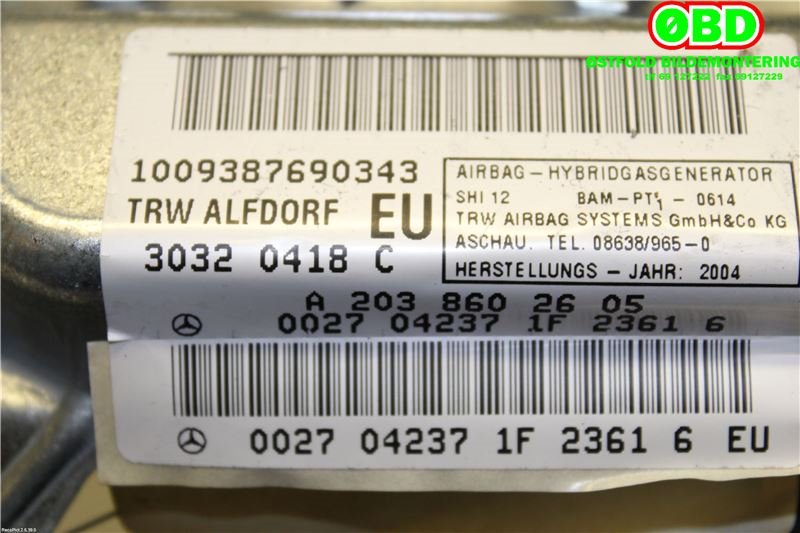 Airbag diverse til Mercedes C-Klasse 2004-2007 (Fase 2) (W203) (W203) (MERCEDES|A 203 860 26 05||2038602605)