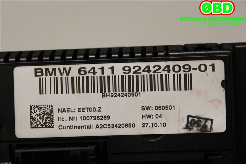 Varmeapparat betjening til BMW X1 2009-2015 (E84) (E84) (BMW|64119292262||64119242409)