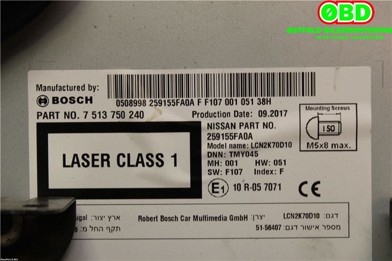 Bilstereo navigasjon til Nissan Micra 2017-->> (K14) (K14) (NISSAN||259155FA0A)