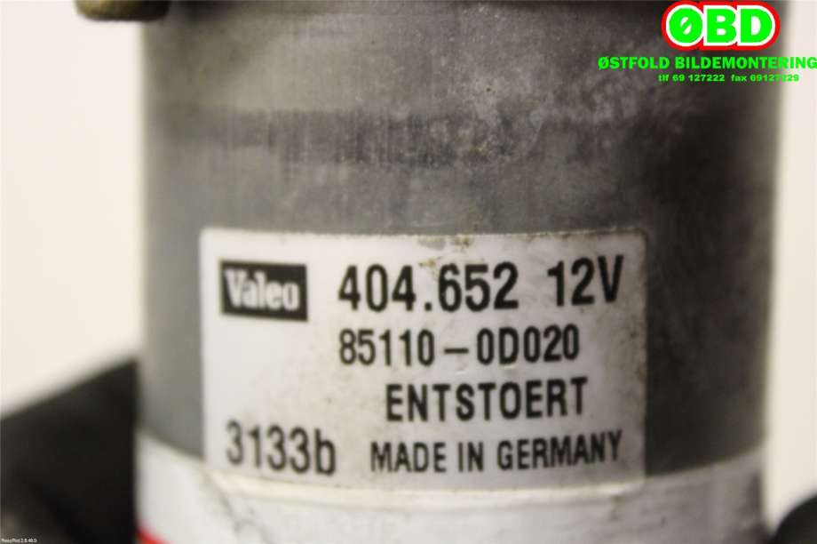 Viskermotor frontrute til Toyota Yaris 2003-2005 (Type I, Fase 2)  (TOYOTA|851100D020|)