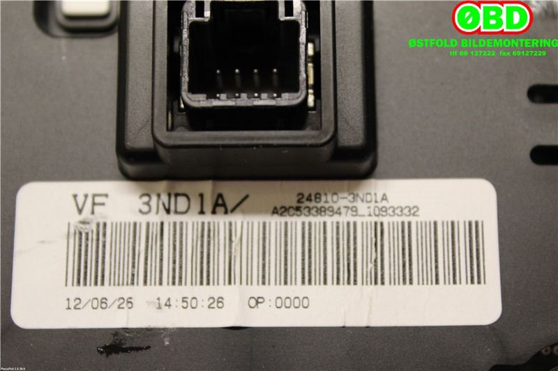 Instrumentpanel til Nissan Leaf 2011-2017 (Type I)  (NISSAN|248103ND1A|)