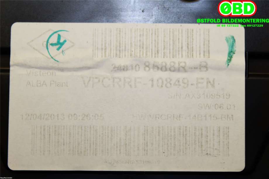 Instrumentpanel til Renault Clio 2012-2016 (Type IV, Fase 1)  (RENAULT|248101888R|248104862R|248108588R)