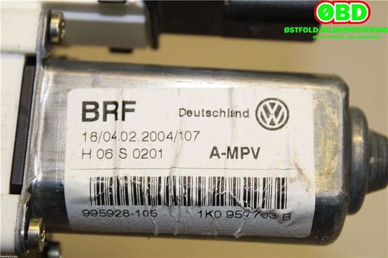 Ruteheis venstre bak til VW Touran 2003-2006 (Type I, Fase 1)  (VOLKSWAGEN|1K0 959 703 E||1K0959703B)