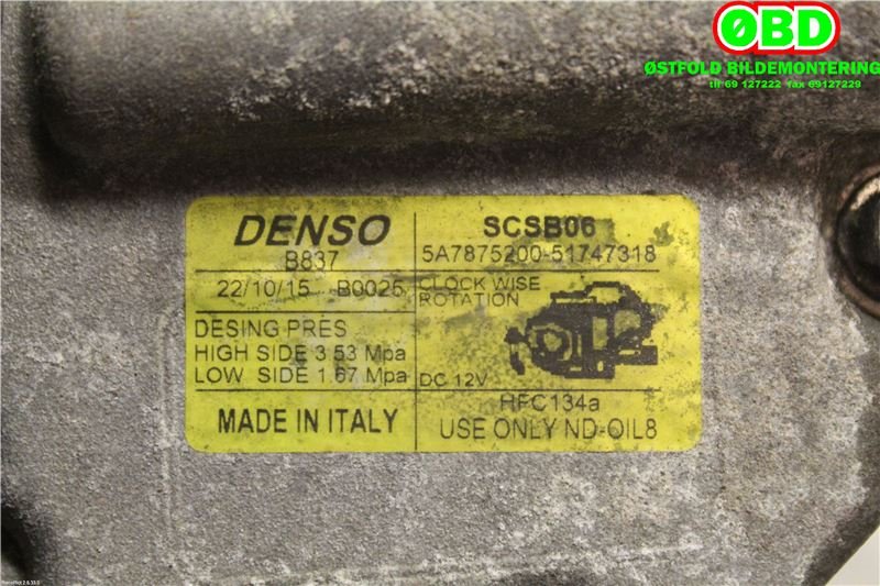 Aircondition kompressor til Fiat 500 2008-2020  (FIAT|51747318|71785268)