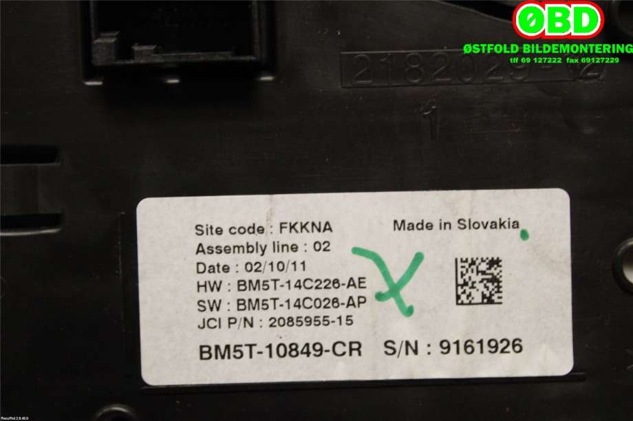 Instrumentpanel til Ford C-Max 2010-2015 (Type II, Fase 1)  (FORD|5580301||BM5T10849CR)