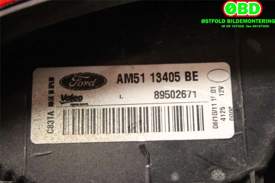 Baklykt venstre til Ford C-Max 2010-2015 (Type II, Fase 1)  (FORD|1767530||AM5113405BE)