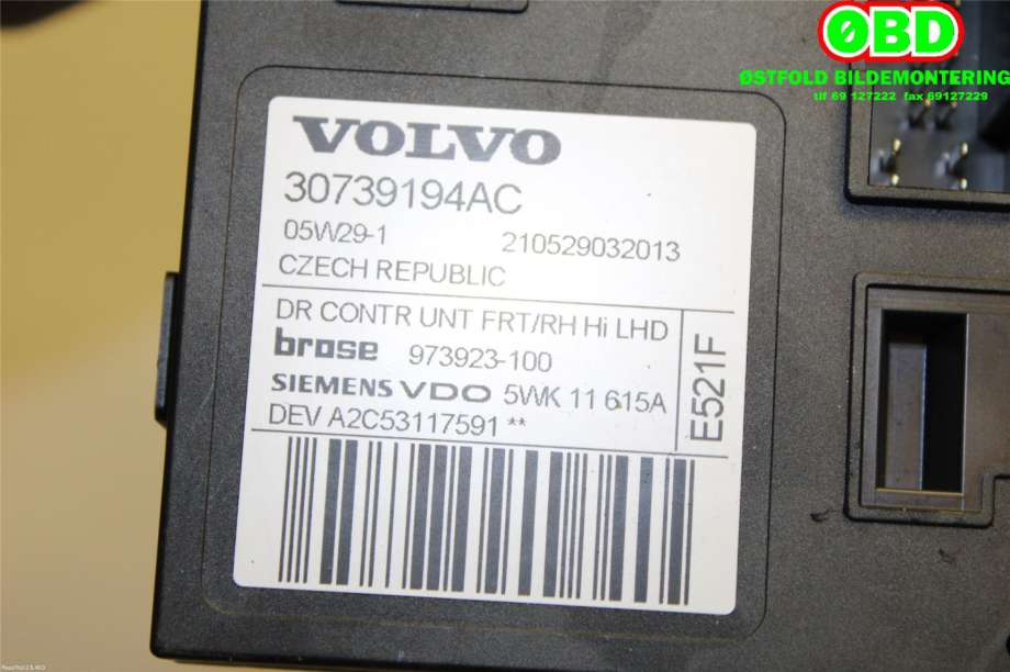 Ruteheis høyre foran til Volvo C70 2006-2010 (Type II, Fase 1)  (VOLVO||30633631)