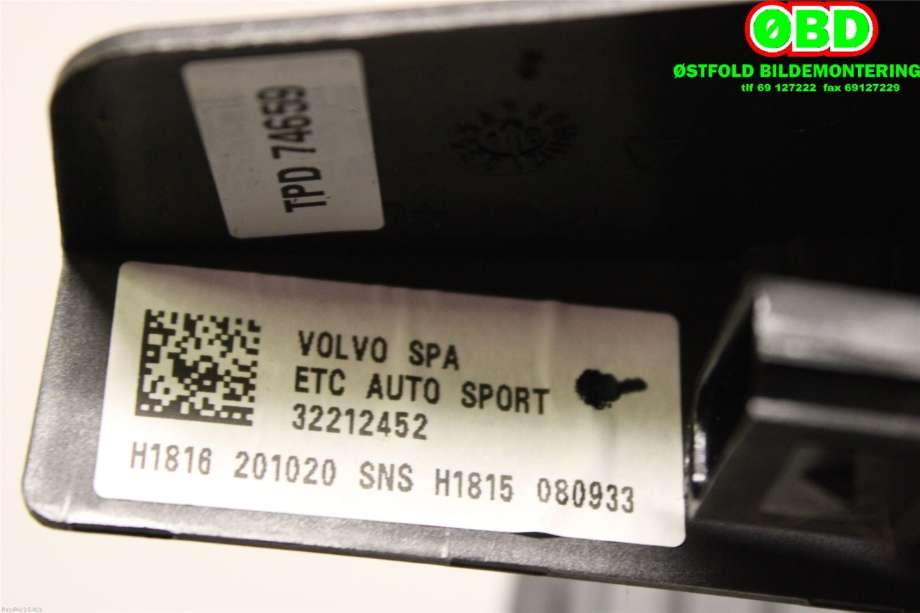 Pedal gass til Volvo XC60 2017-->> (Type II) (Volvo|32212452|)