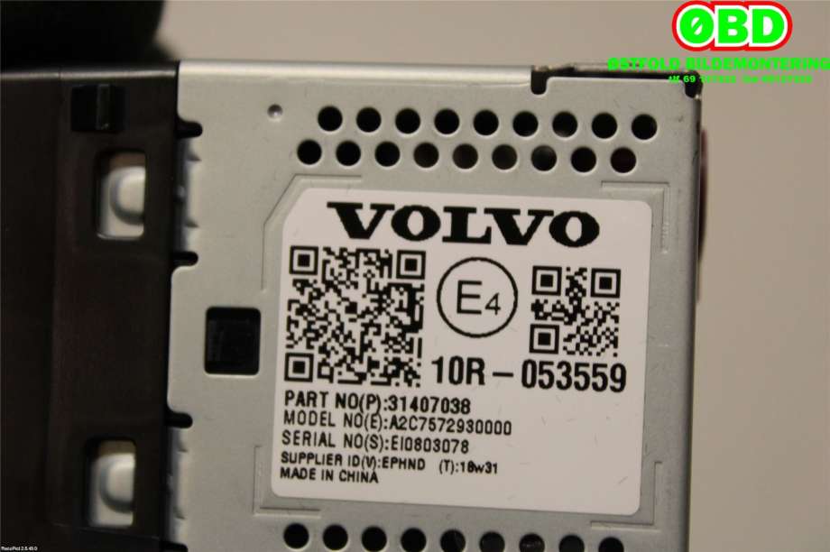 Bilstereo diverse til Volvo XC60 2017-->> (Type II)  (Volvo|31407038|)